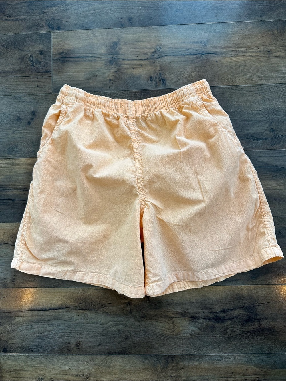 Vintage Regton USA Cotton Shorts Peach Elastic Waist 90s Casual L